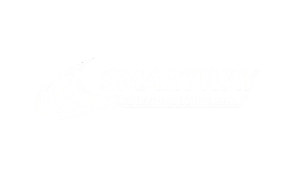SmartWay Traffic Management logo in white on black background with a swoosh design