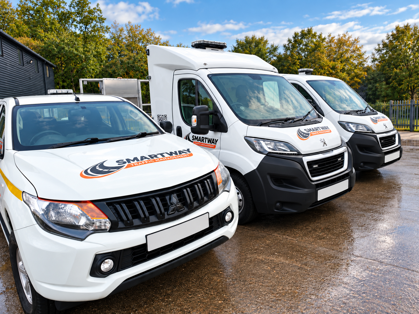 Smartway Fleet Vehicles on Wet Yard
